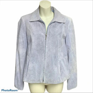 Co & Eddy blue suede zippered coat size 10.